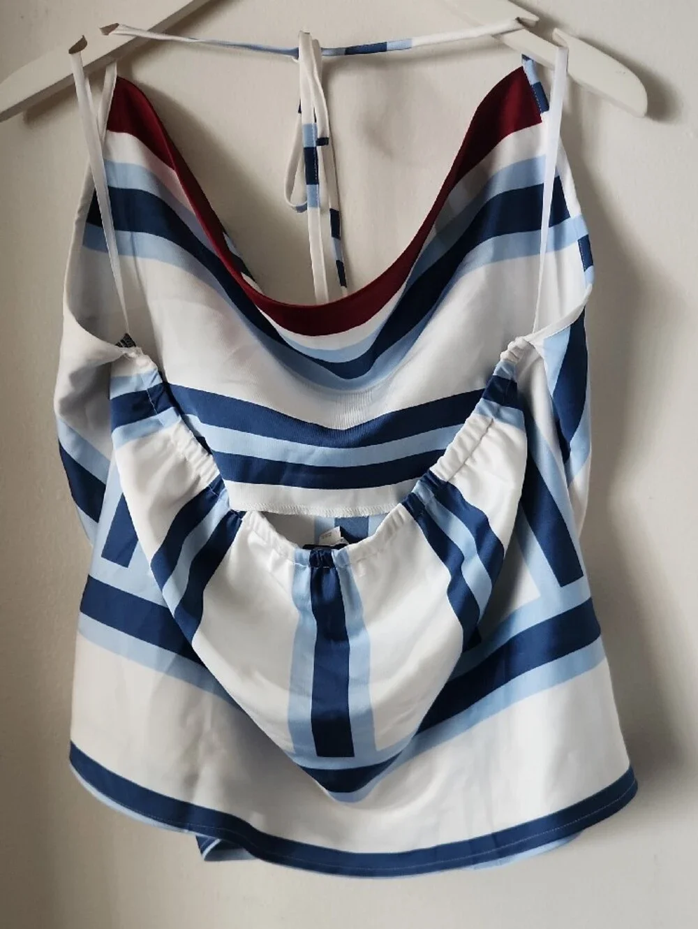 LOFT White Halter with Navy, Light Blue & Burgundy Accents